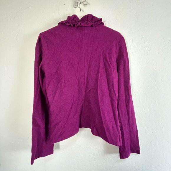 Apt. 9 Womens Ruffled Cardigan Jacket Medium Wool Purple Lightweight New $72 - Picture 2 of 8